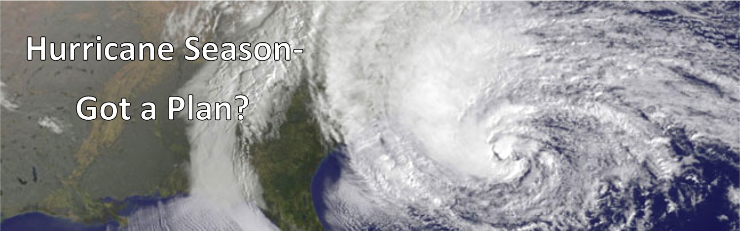 Satellite image of a hurricane impacting coast to link to emergency preparedness page.