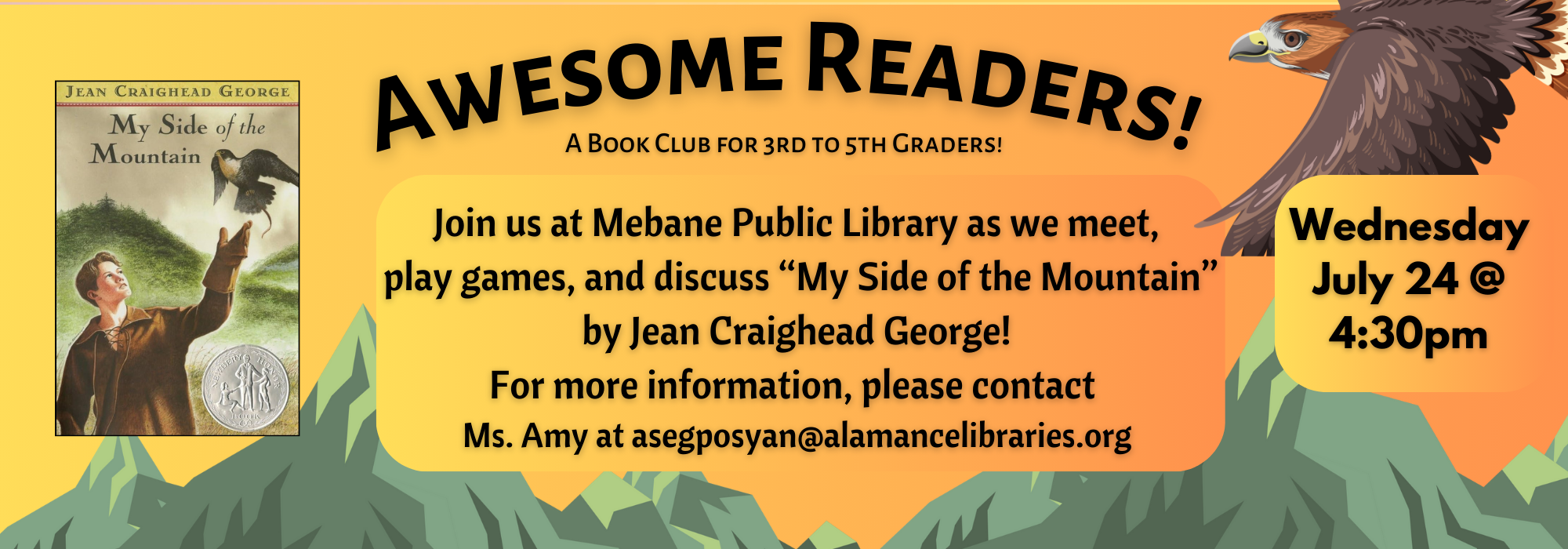 7.24 at 430 pm – Awesome Readers at Mebane