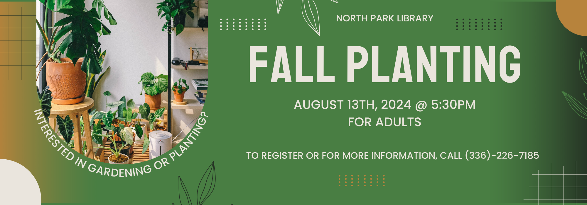 8.13 at 530 pm - Fall Planting at North Park