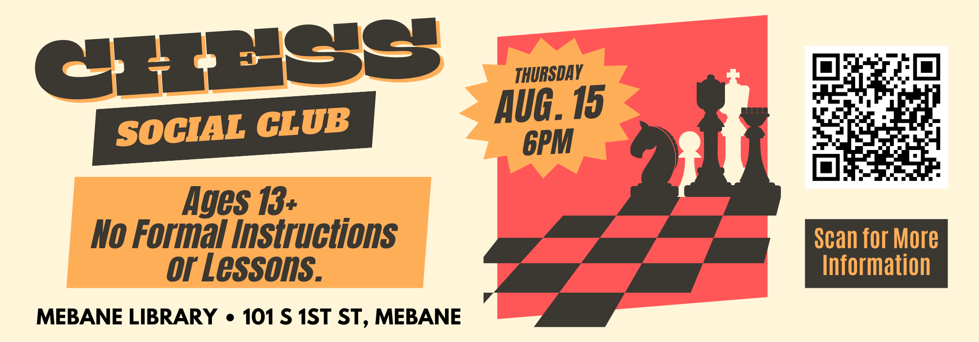 8.15 at 6 pm - Chess Social Club at Mebane