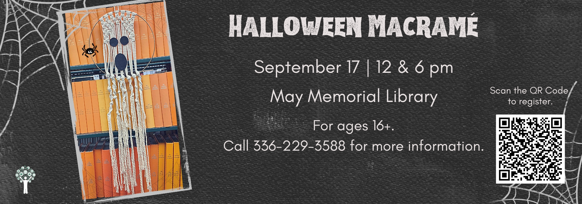 9.17 at Noon and 6 pm - Halloween Macrame at May Memorial