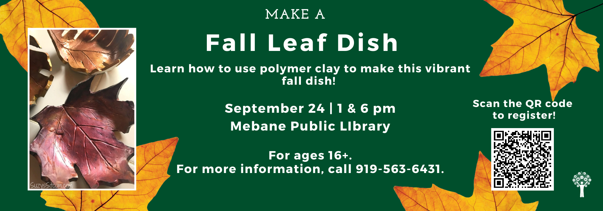 9.24 at 1 & 6 pm - Adult Craft - Fall Leaf Dish - at Mebane