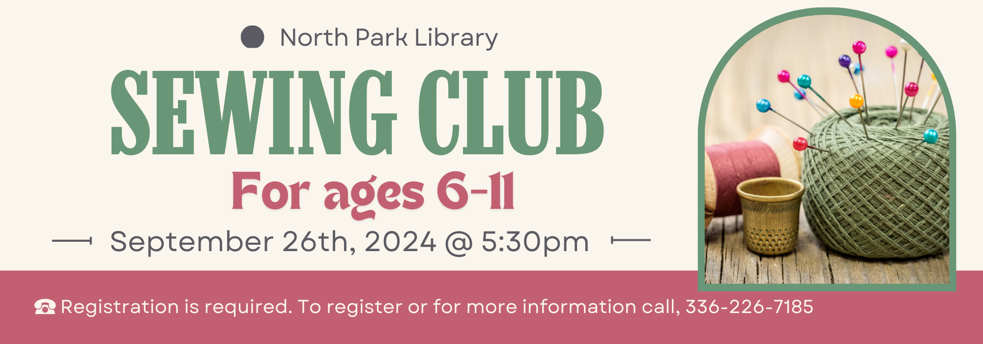 9.26 at 530 pm – Sewing Club at North Park