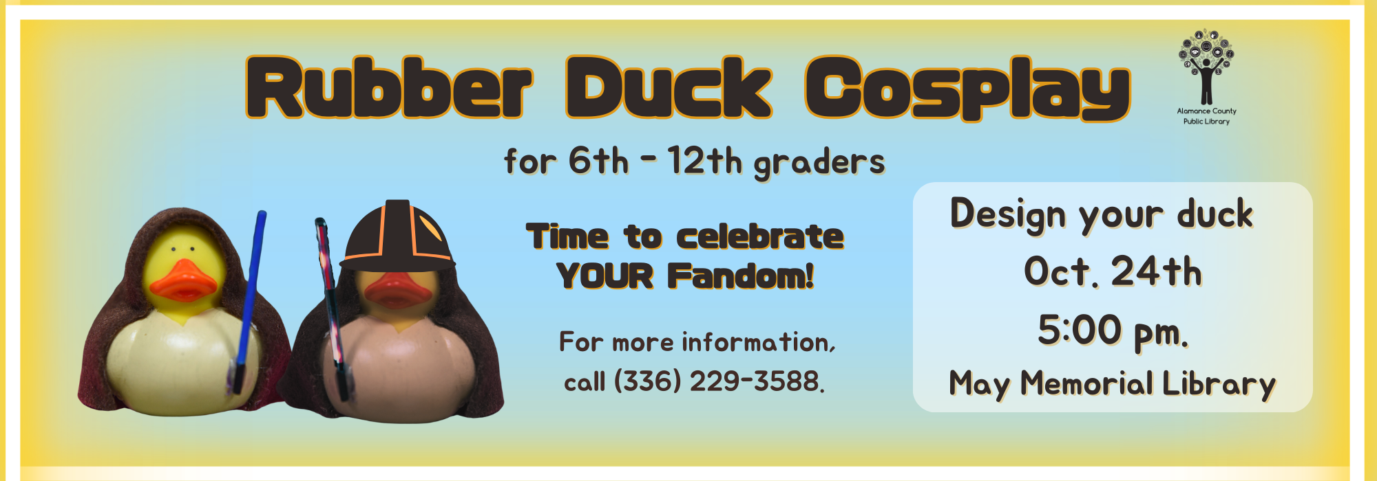 10.24 at 5 pm - Rubber Duck Cosplay at May Memorial