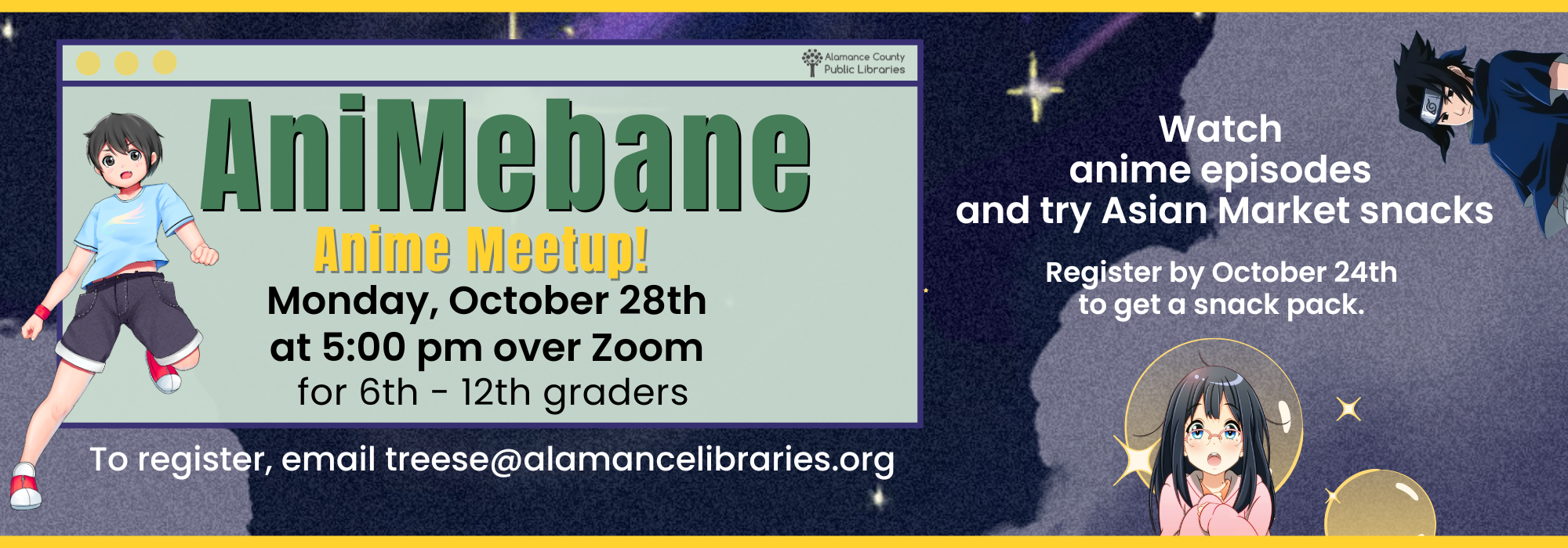 10.28 at 5 pm - AniMebane Anime Club at Mebane