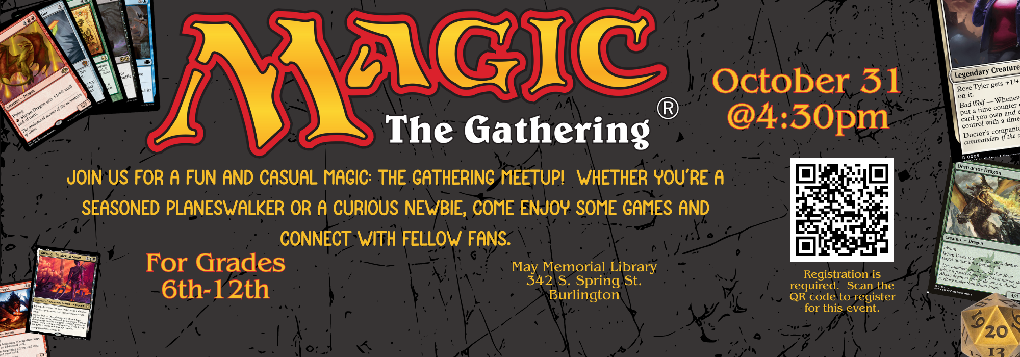 10.31 at 4:30 pm - Magic the Gathering at May Memorial