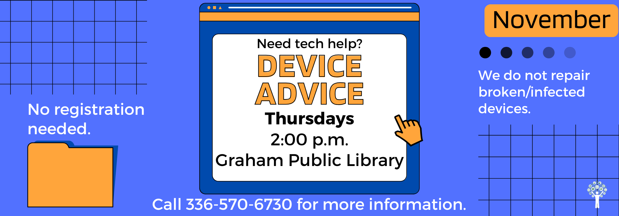 Thursdays at 2 pm in November - Device Advice at Graham