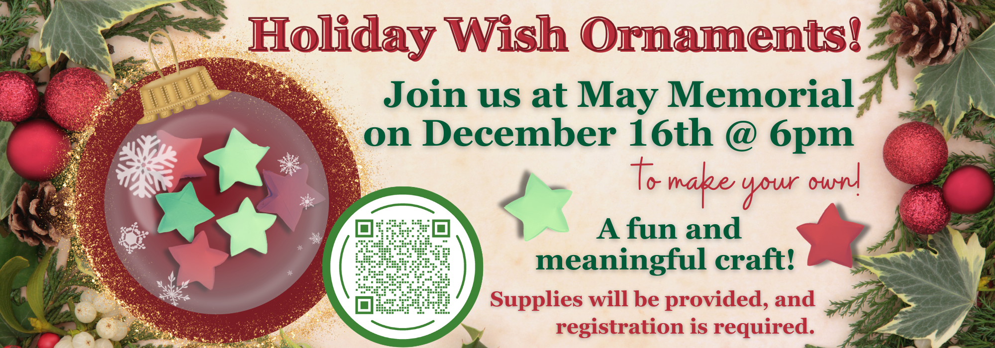 12.16 at 6 pm - Holiday Wish Ornament at May Memorial