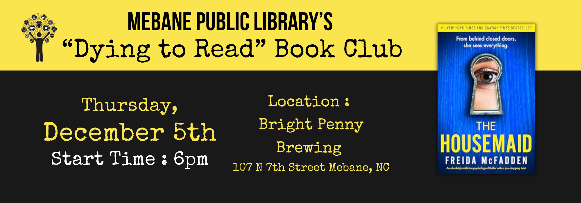 12.5 at 6 pm - Dying to Read at Mebane